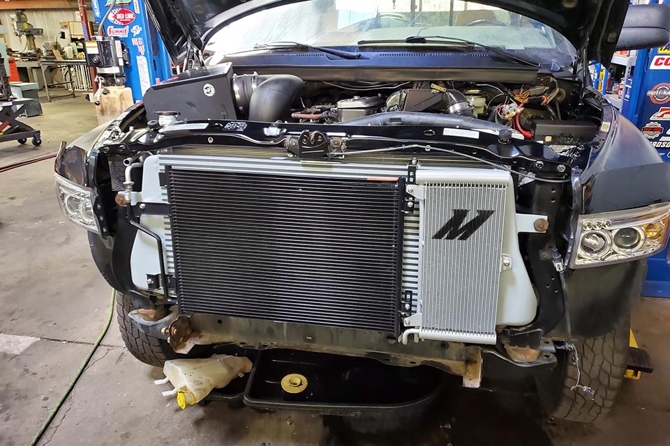 car radiator being fixed